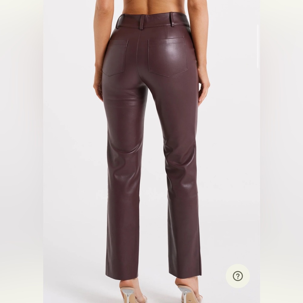 Meshki Laurette Faux Leather Straight Leg Pant - Dark Chocolate - Picture 2 of 8